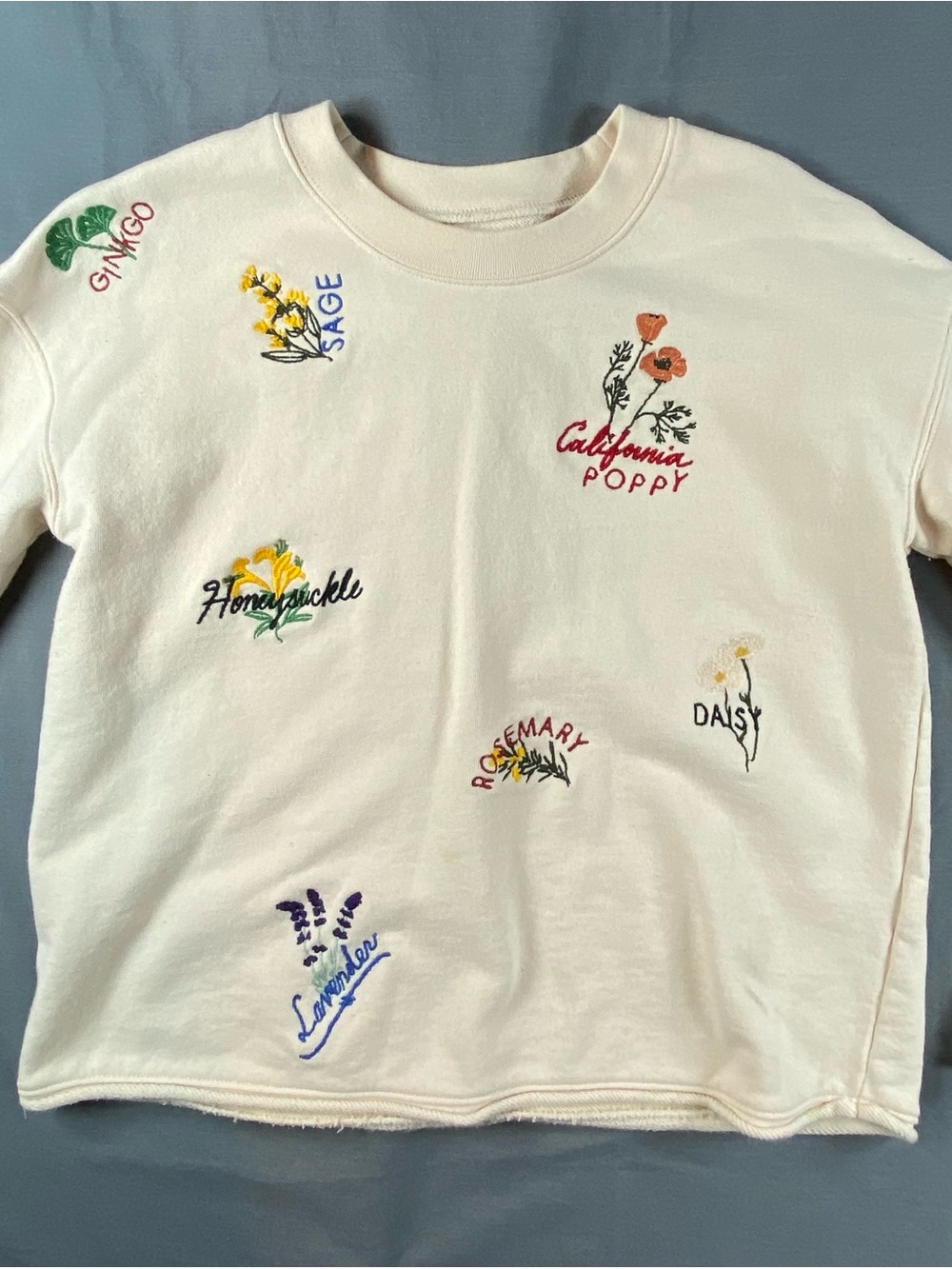 Madewell Embroidered Floral Cream Sweatshirt XS